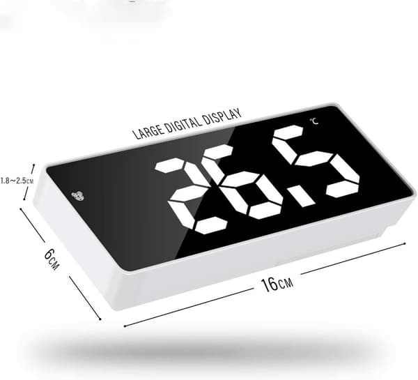 Vit - Digital Väckarklocka, 6,7\" LED Spegel Digital Sängklocka