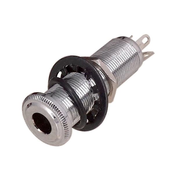 6,35 mm 1/4\" messing gevind cylinder basguitar jack pickup output input stik fatning elektrisk guitar tilbehør sølvfarvet