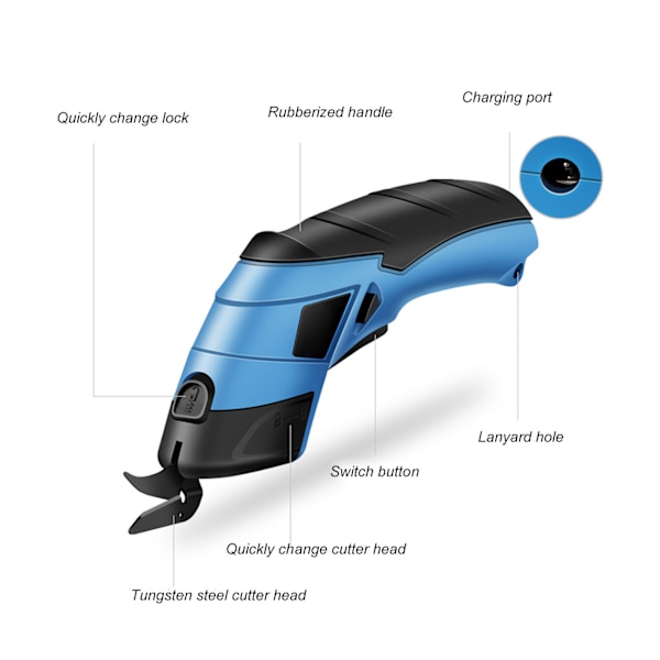 Elektriske Saks til Stof Skæring Trådløs USB Genopladelig Cutter Shear Værktøjer med 2 Blade