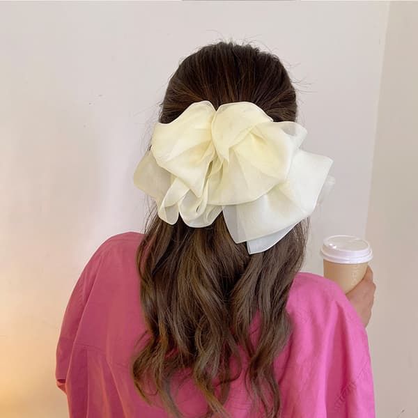 Organza Stor Rosett Hårklämma - 4-pack