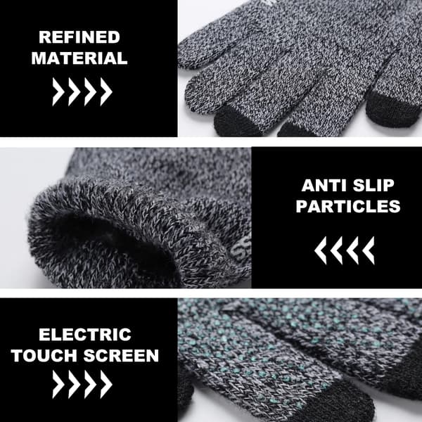 Vinterhandsker til mænd og kvinder, varme handsker med berøringsskærm og blødt termisk strikfor, elastisk manchet
