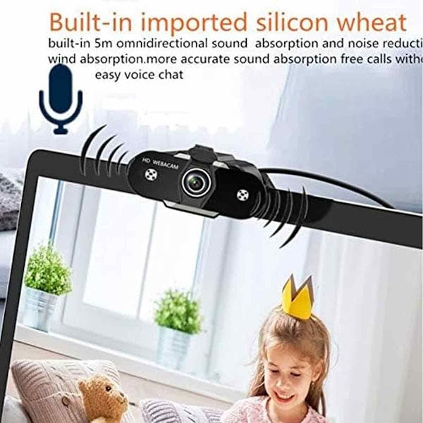 (1080P) USB 2.0 HD Webcam Webkamera til PC Desktop Laptop Computer Kontorarbejde