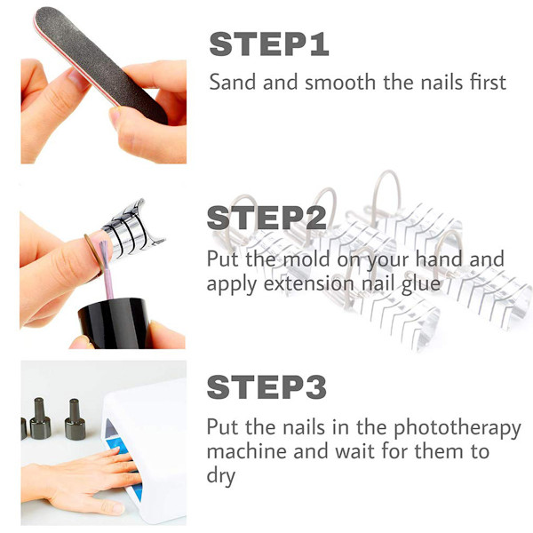 10 Stykker Genanvendelige Neglekunst Forlængelsesformer Guidebeskytter Neglespidser Akryl UV Gel Beskytter Fransk Negleformer til Neglekunst Manicure Tilbehør