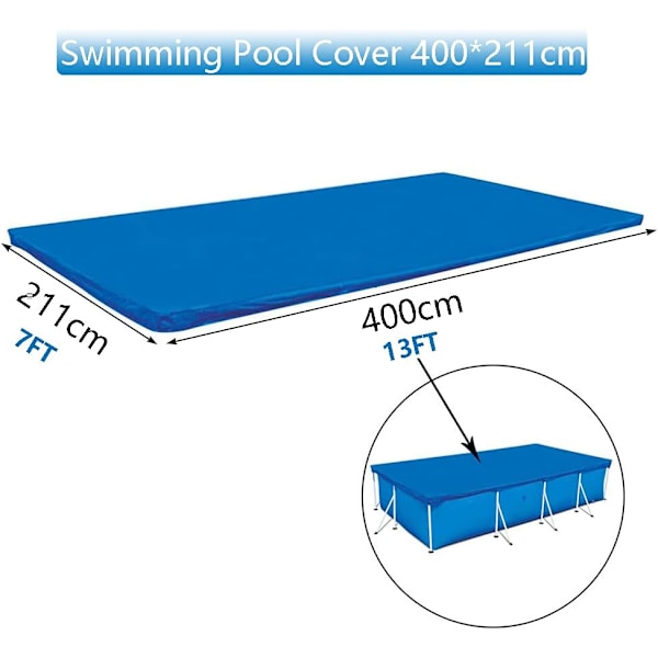 Vattentätt Poolskydd för Rektangulära Ovanmarkspooler, UV-Resistent Dammtätt Regntätt Material Minskar Avdunstning, Slitstark PVC
