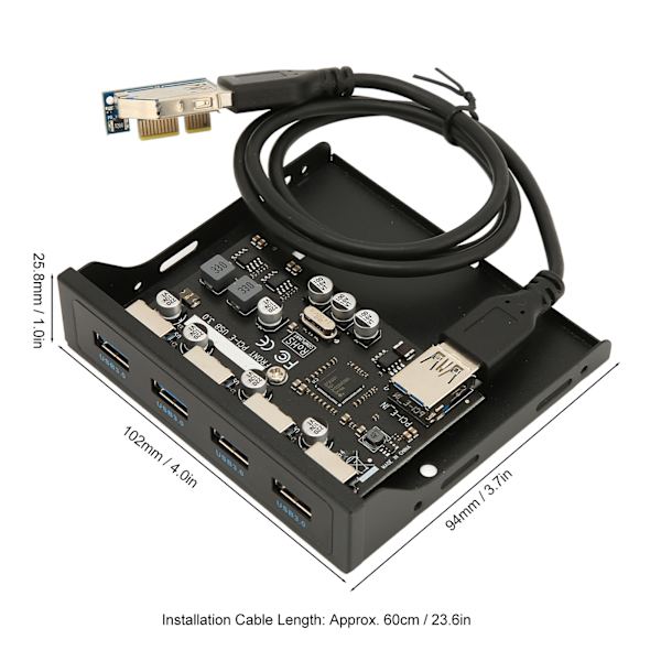 PCIE til USB 3.0 PC Frontpanel 4 Porte 5Gbps PCIE USB Adapter Understøtter Hot Swap 3,5 Tommer USB3.0 Frontpanel til Windows