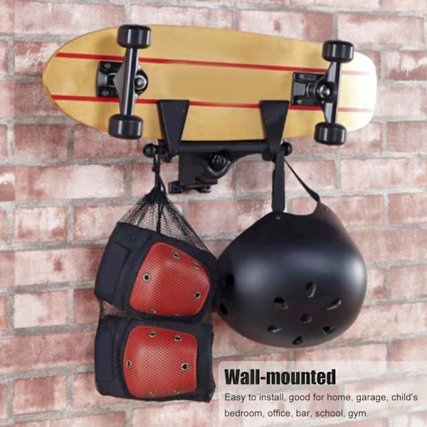 Skateboard Display Stativ Snowboard Scootere Opbevaring Holder Indendørs Væghængt Sort