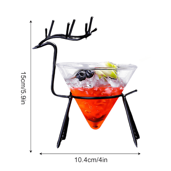 Hjortformad hållare med dricksglas i glas, dricksglas i glas, vinglas för skrivbord och resedekoration