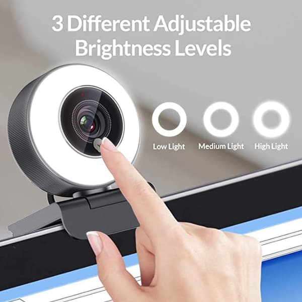 Angetube Streaming 1080P HD Webcam Indbygget Justerbar Ring Light
