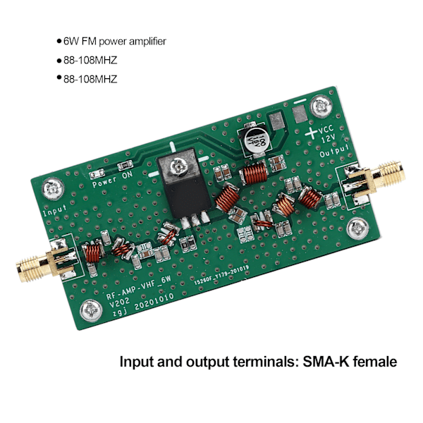 Effekt-förstärkarmodul PCBA FM-förstärkarkort för TMA 12V Driven 6W 88‑108MHz