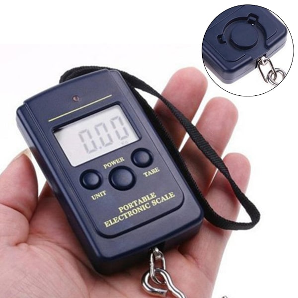 Kannettavat taskuvaaka 40 kg Mini elektroninen digitaalinen vaaka Ripustuskoukku Tasku Matkatavaroiden painovaaka