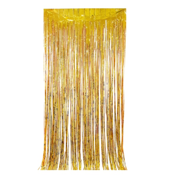 2 st Guld Glitter Folie Fransgardiner Streamers Bakgrund för Examen Bröllop Förlovning Möhippa Fest, Bakgrundsgardin, Festbakgrund för