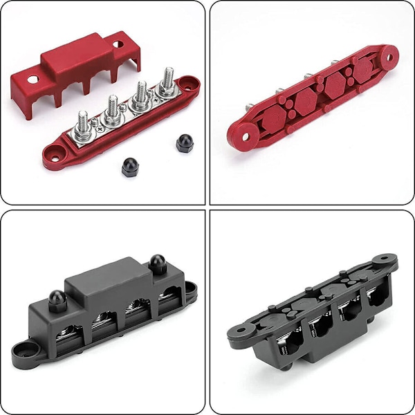 2x Positiivinen ja Negatiivinen Akkuvirran Jakelupalkki 4 x M8 Kiinnitysklemmarilla