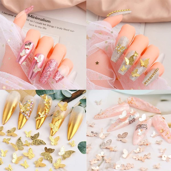 Fjärilsnaglar Charms för naglar, Fjärilsnaglar Art Studs Nail Art Tillbehör nageldekoration Nagelsten