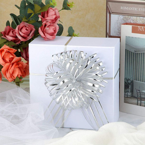 4-pack presentförpackningsdekoration - silver