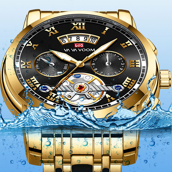 Herre Chronograph Klocka Vattentät Analog Armbandsur Stor Urtavla Ljus Datum Klockor för Män Klassisk Elegant Present