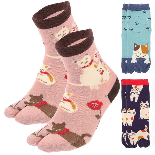 3 par flip-flop-sokker Japanske tådelte sokker Flip-flop-bomullssokker