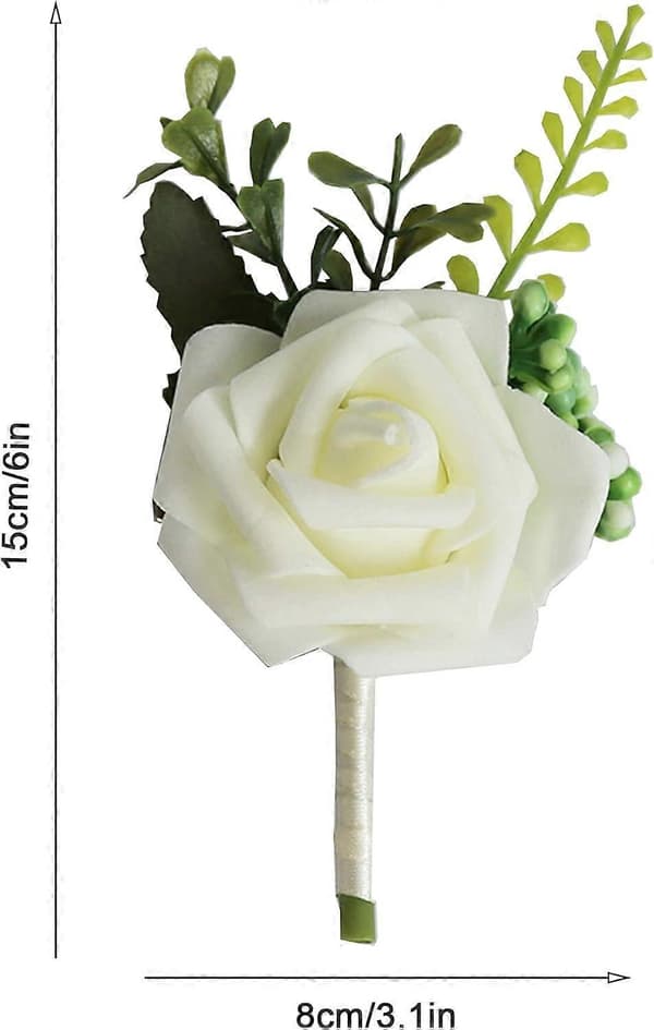 2 stk rose-knapphullsblomst bryllups-knapphullsblomst hvit/rosa rose håndlaget korsasje bryllupsdekor