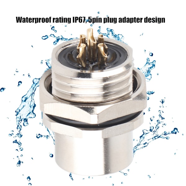M12‑B‑S5 Panelmonteret Stikkontakt M12 IP67 Vandtæt Stik 5-polet Stikadapter