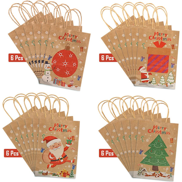 Eleganta julklappspåsar, lämpliga för helger med blandade designer, återanvändbara och återvinningsbara, starka och enkla att använda (4-pack)