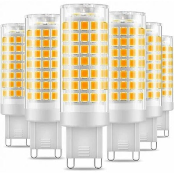 G9 LED-lampa, Energieffektiv 7W 3000K Varmvit, Flimmerfri Snabbinstallation Lampa för Kök, Vardagsrum, Sovrum, Hallar (6-pack)