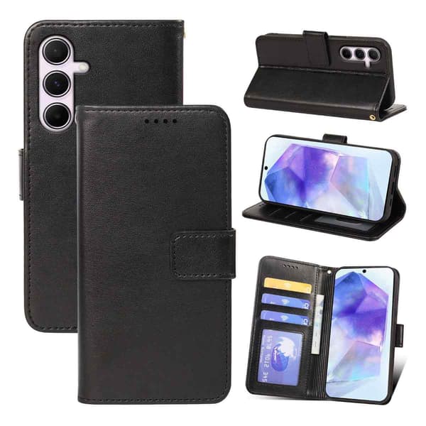 Samsung Galaxy A12 - Wallet Case - Vælg farve! Sort