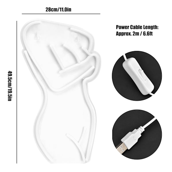 Nøgen Dame Model LED Neon Lys USB Drevet Vægskilt Kunst til Hjem Shop Bar Fest Bryllup