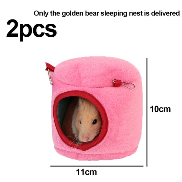 2 stk. Mini Hamster Seng Gjemmesteder og Hus, Bomull Mini Dyr Kjæledyr Rede Hule pink M