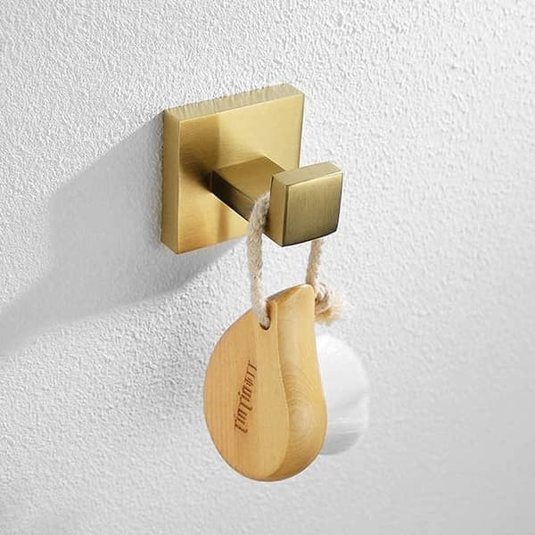 Borstad Guld Handdukskrokar, Badrockskrokar, Väggmonterade Krokar, 2-pack Rostfria Krokar