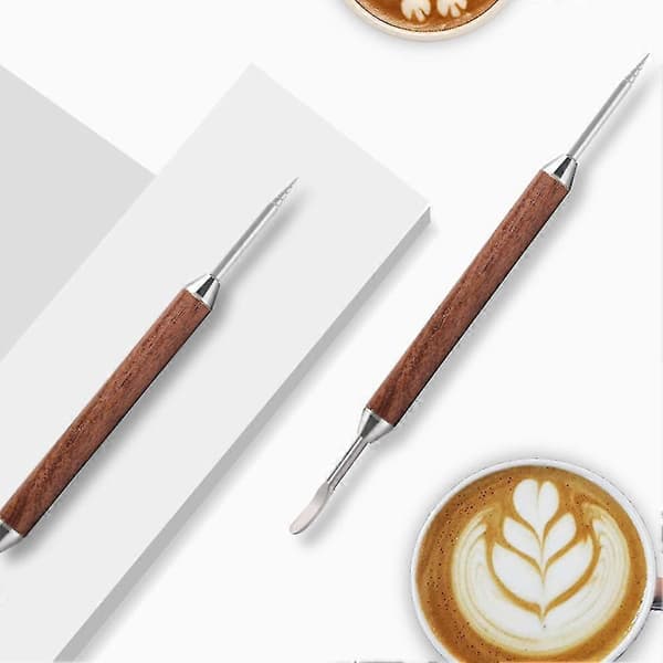 Rustfrit Stål Kaffe Stenciler Latte Skum Spatel Coffeeware DIY Kaffe Kunst Nål Barista Værktøj Co