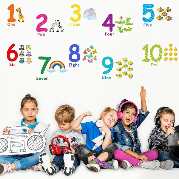 Nummer Väggdekor Barn Nummerdekaler - förskoleklassrumsdekorationer - Lekrumsinredning för barn