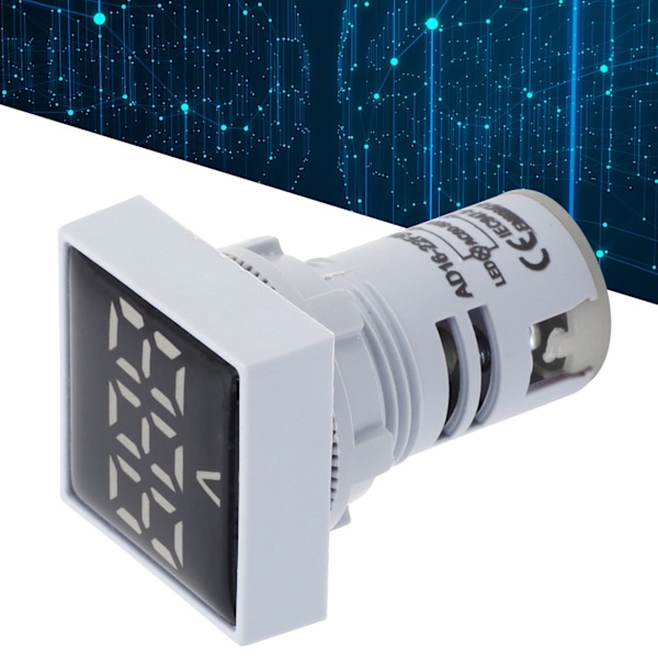 AD16‑22FSV Digital Spänningssignalindikatorlampa Panel Spänningsmätare Indikator 60~500V AC Vit