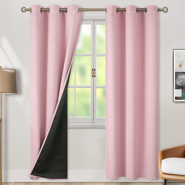 Thermal Insulated 100% Blackout Curtains for Bedroom with Black