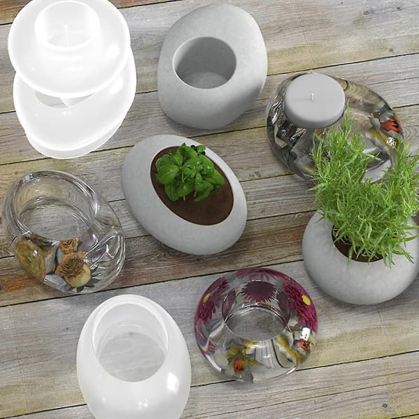 DIY Krystall Epoxyharpiksform Flat Rund Lysestake Speil Silikonform-fg