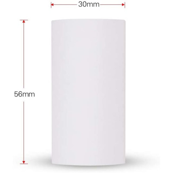 Paperirullat 10 vuotta kestävä lämpöpaperirulla 56*30mm BPA-vapaa musta fontti PeriPage A6/A8/P6 Paperang P1/P2 lämpötulostimelle