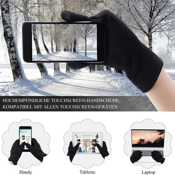 Varme touchscreen-hansker for kvinner med plysjfôr