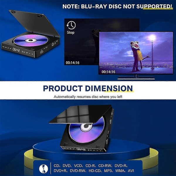 Hd Dvd/vcd -soitin Kannettava Video-soitin Functal-soitin 1080p Mini Anti- Dvd -soitin