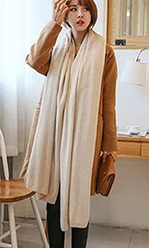 Varmt vinterskjerfsett for kvinner, pleddskjerf ensfarget CLT01 Beige