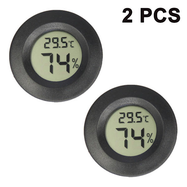 2-pak Mini Hygrometer Termometer Digital LCD Skærm Indendørs Udendørs Luftfugtighedsmåler Måler til Luftfugtere Lufttørrere Drivhus