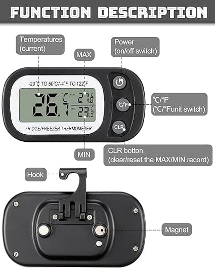 2-pack Digital Kylskåpstermometer Vattentät Rumstermometer