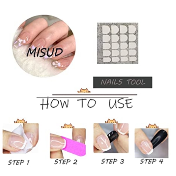 MISUD Kista Press on Nails Medium Fake Nails 24st Glansiga