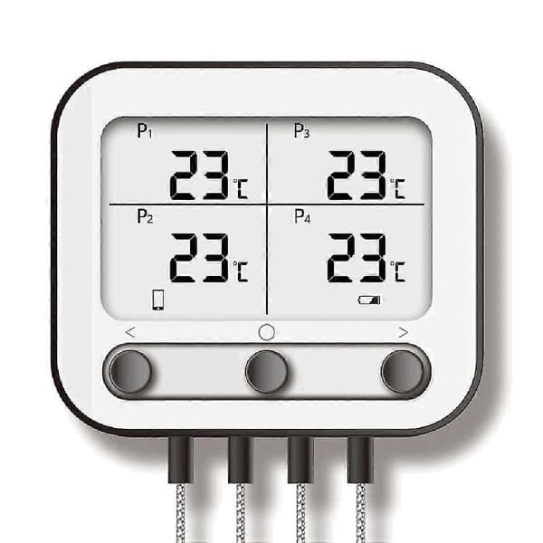 Kjøtttermometer, trådløst Bluetooth digitalt kjøtttermometer med 4 prober, øyeblikkelig avlesning for grilling
