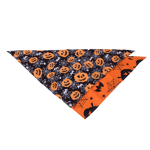 Halloween Hunde-Bandanas 2-pak, Græskar og Spindelvæv-Slips, Omvendbar Trekant-Hundeskærf