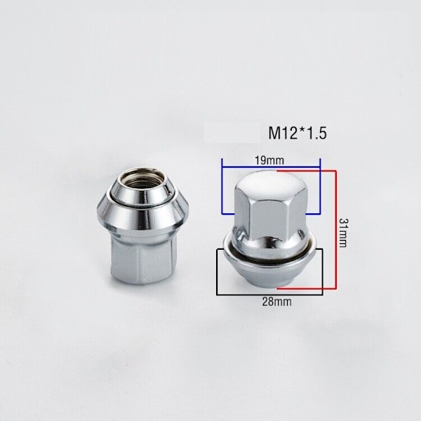 24 kpl Radamutterit Kartio-Pultti Mondeo M12x1,5 SW 19 Ford Alumiinivanteille Fiesta