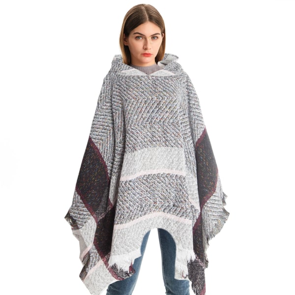Bohemisk poncho-kappa med aztektryck för kvinnor