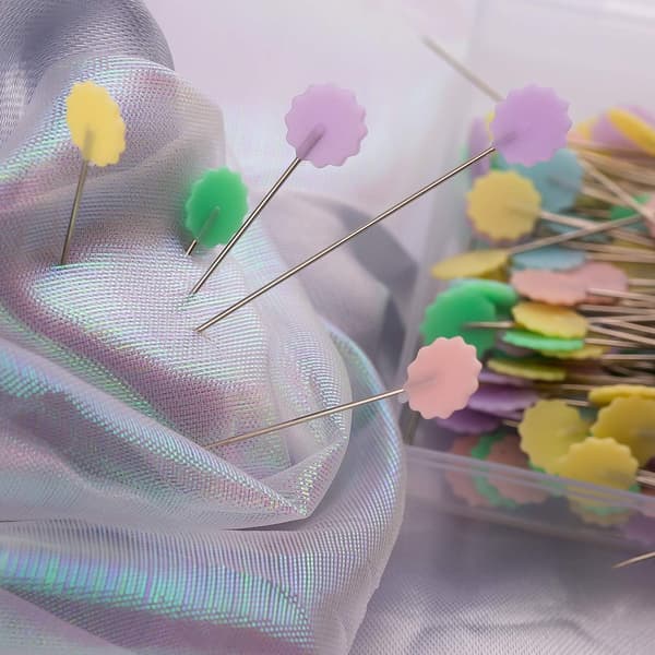 200 stk Flat# Blomsterhode Pins med Oppbevaringsboks Assorterte Farger D