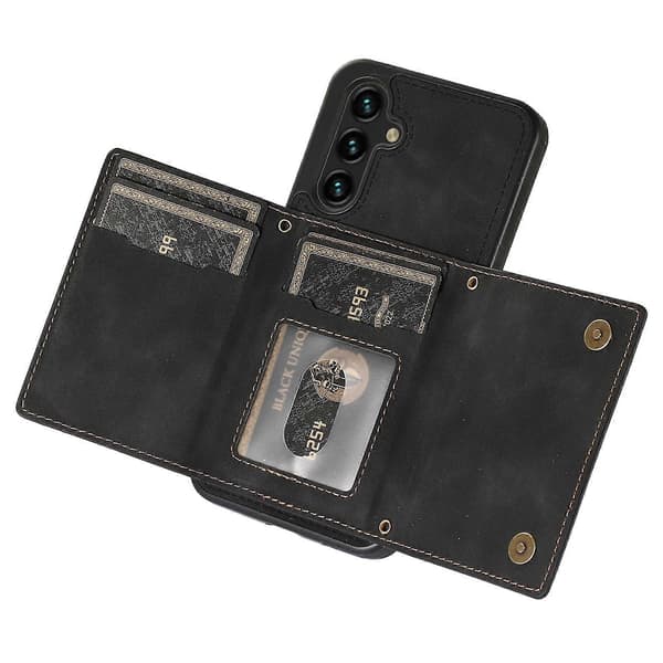 Plånboksfodral med RFID-skydd i läderbelagd TPU för Samsung Galaxy A14 5G/ 4G Black