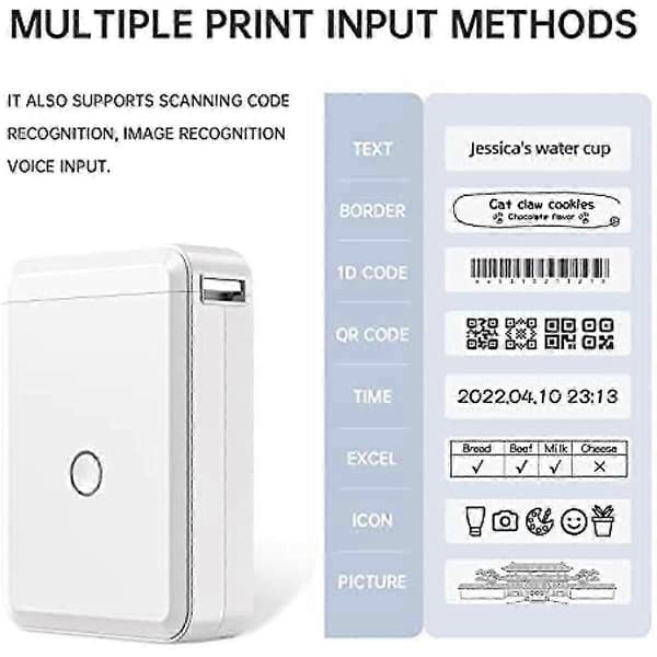 Bærbar Bluetooth-labelprinter - Mini håndholdt etiketmaskine med tape
