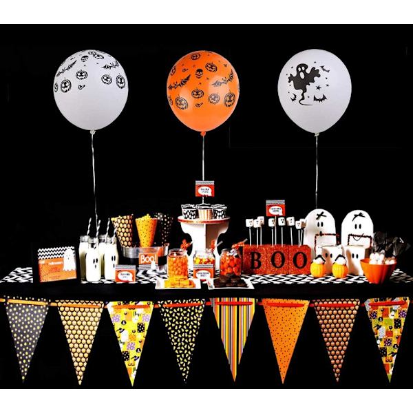 Barn Halloween Födelsedagsdekorationer, Tecknade Halloweenballonger för Inomhus Utomhus Festdekor, Högkvalitativt Latexmaterial Spökpumpaballonger,