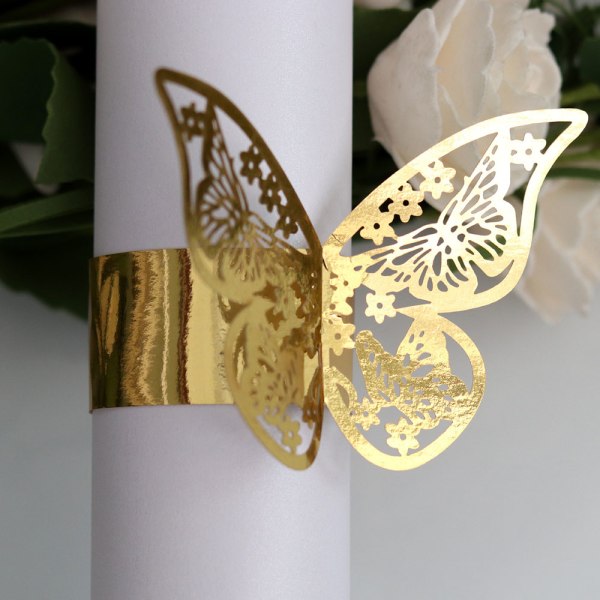 100 stk. Butterfly Papir Servietringe Bryllupper Fest Serviet Tab