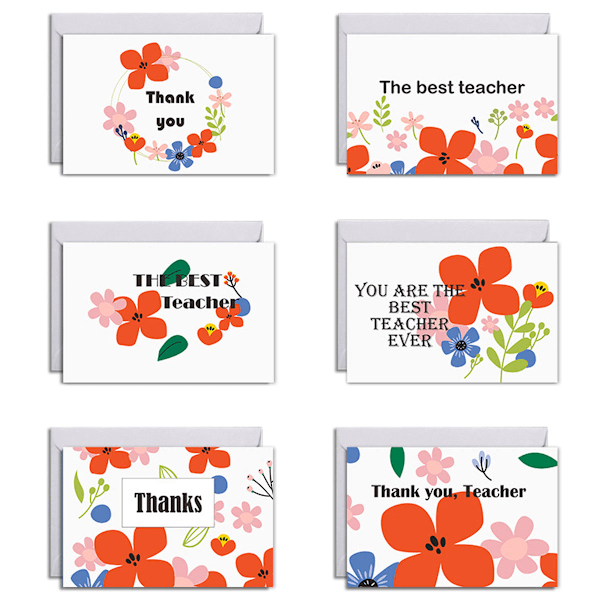 Teacher Appreciation Gift Card set, Thank You Teacher Card with Envelopes Teacher Day Appreciation Card from Students Kids